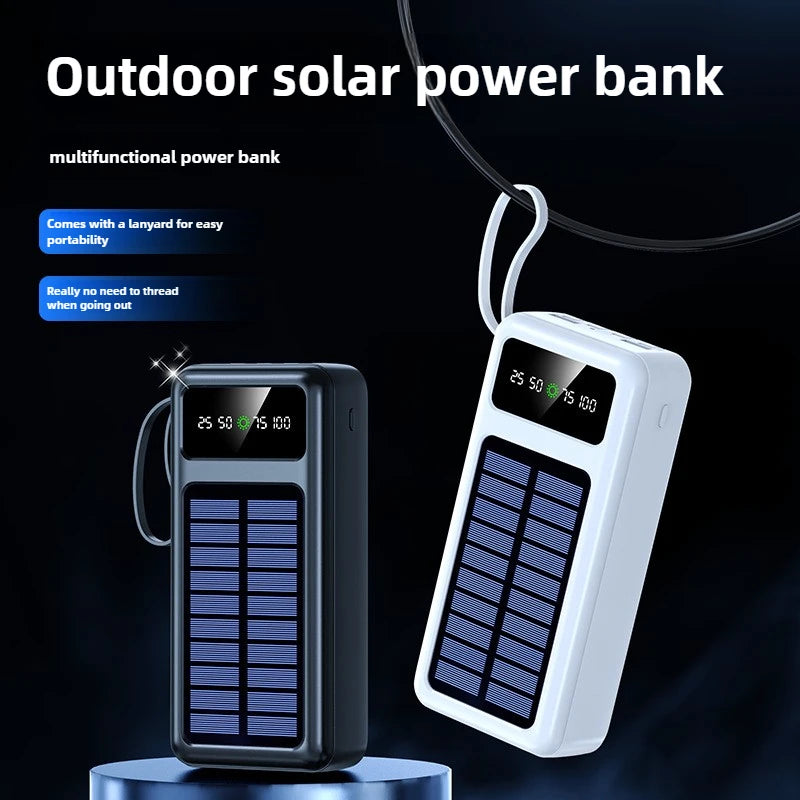 Solar Powerbank mit LED Licht und tragbarem Akku