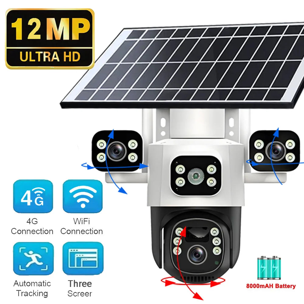 12MP Solar WiFi Surveillance Camera with PTZ &amp; 6K