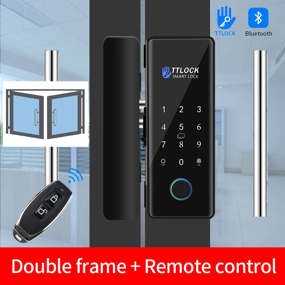 Smart glass door lock with TTLock app &amp; G2 gateway