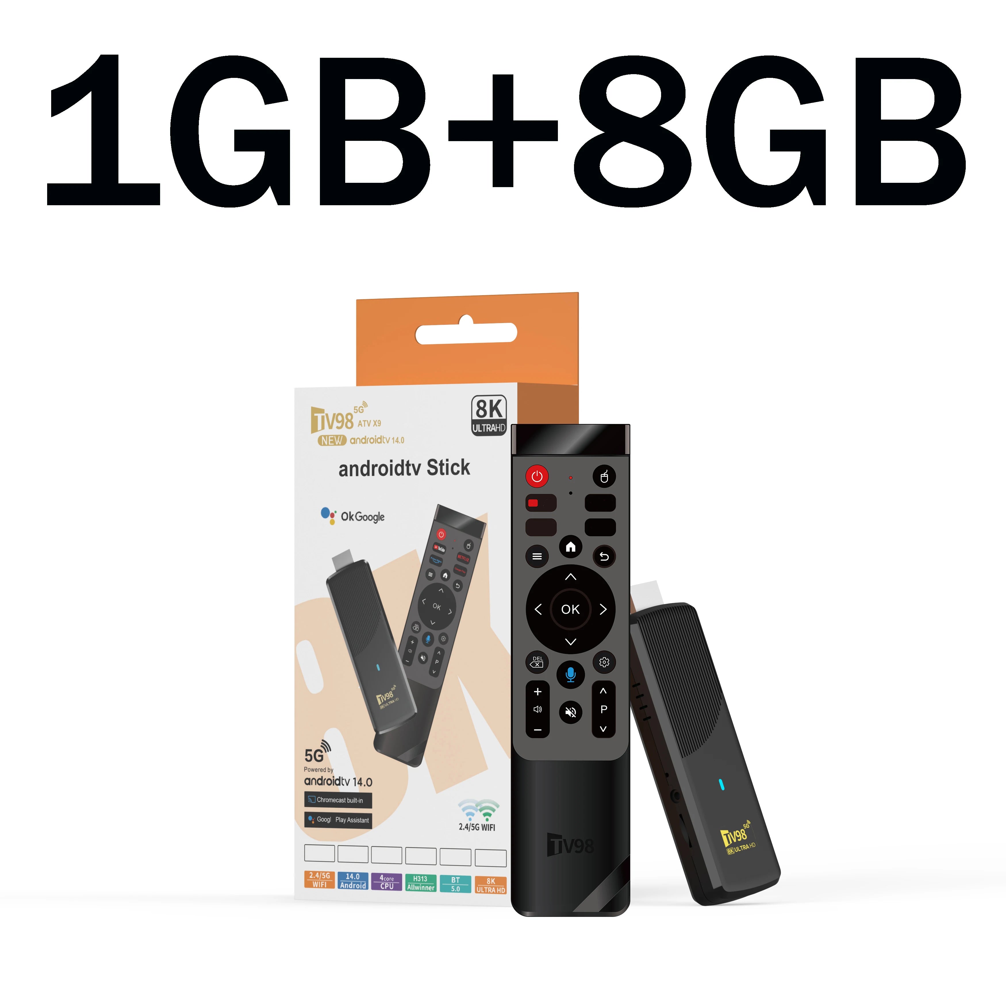 TV Stick 8K Android14 4K HDR Media Player