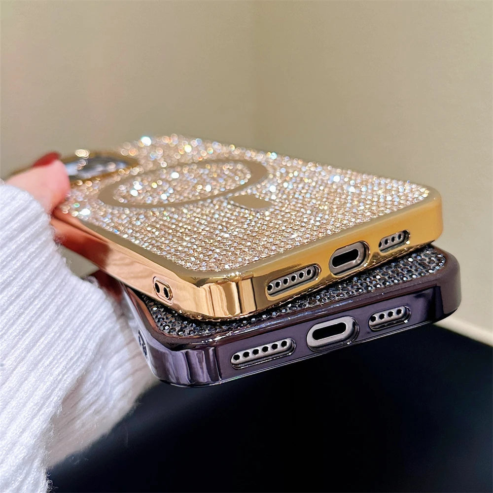 Luxus Glitzer Hülle für iPhone 17 mit Magnet & Diamant