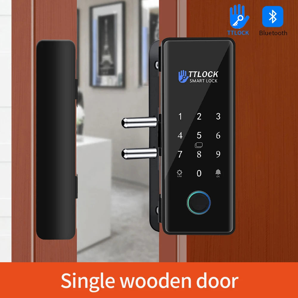 Smart glass door lock with TTLock app &amp; G2 gateway