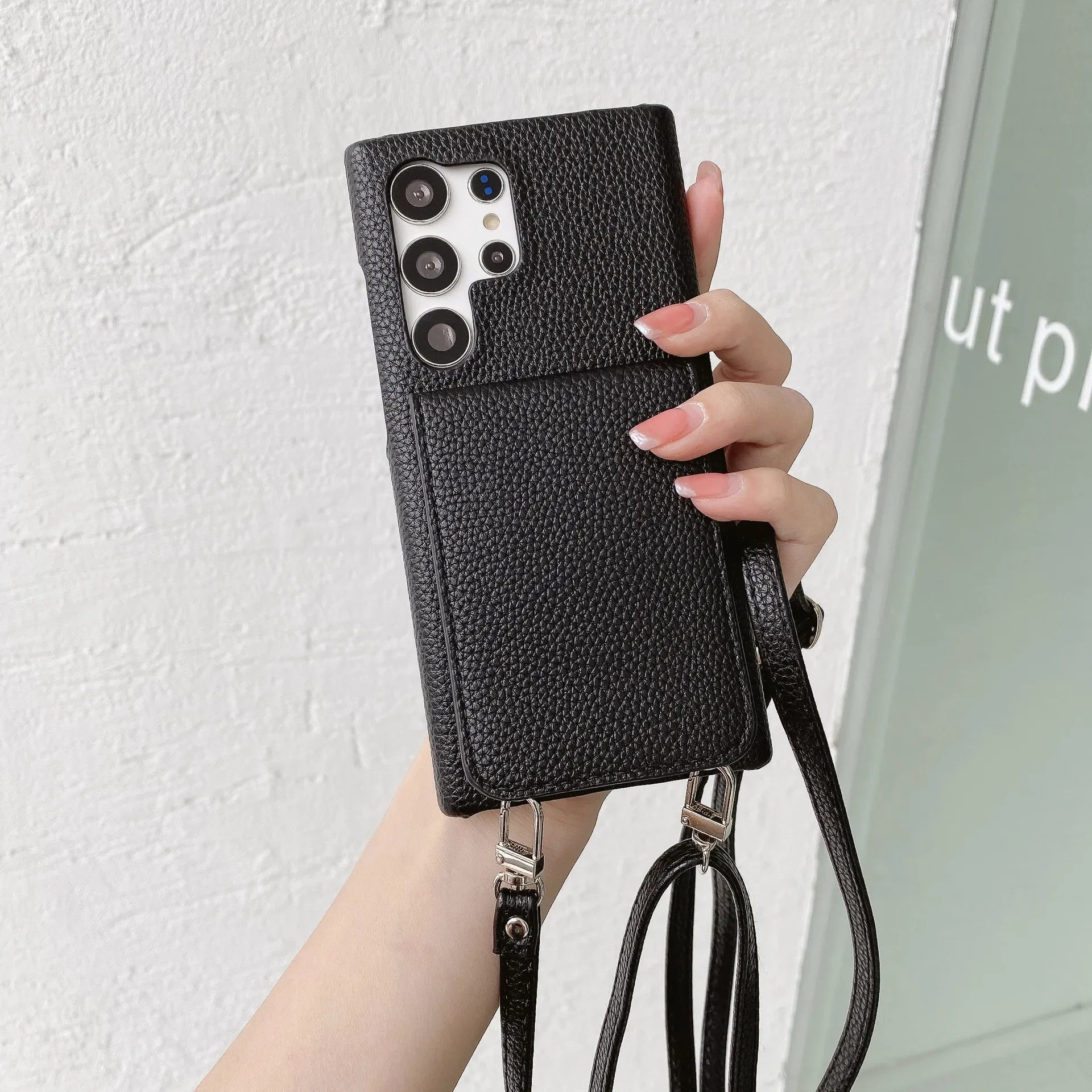 Crossbody Lederhülle mit Brieftasche für Samsung
