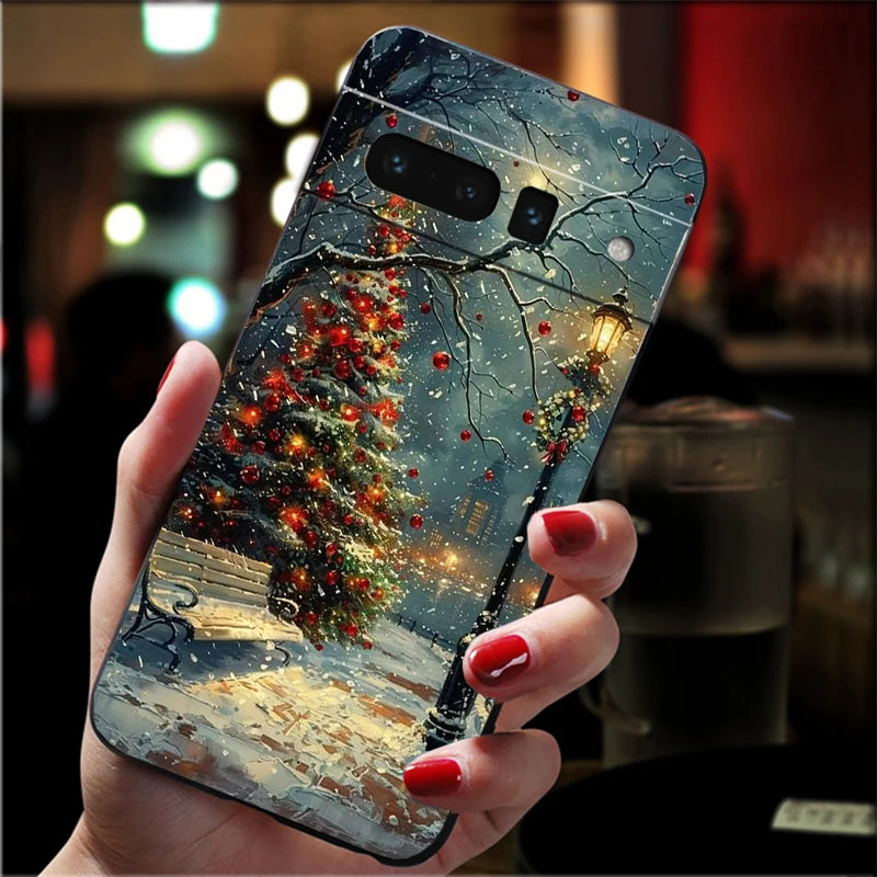 Weiche Weihnachtsbaumlicht TPU Hülle für Google Pixel 8 9 10 stoßfest flexibel kratzfest passgenau