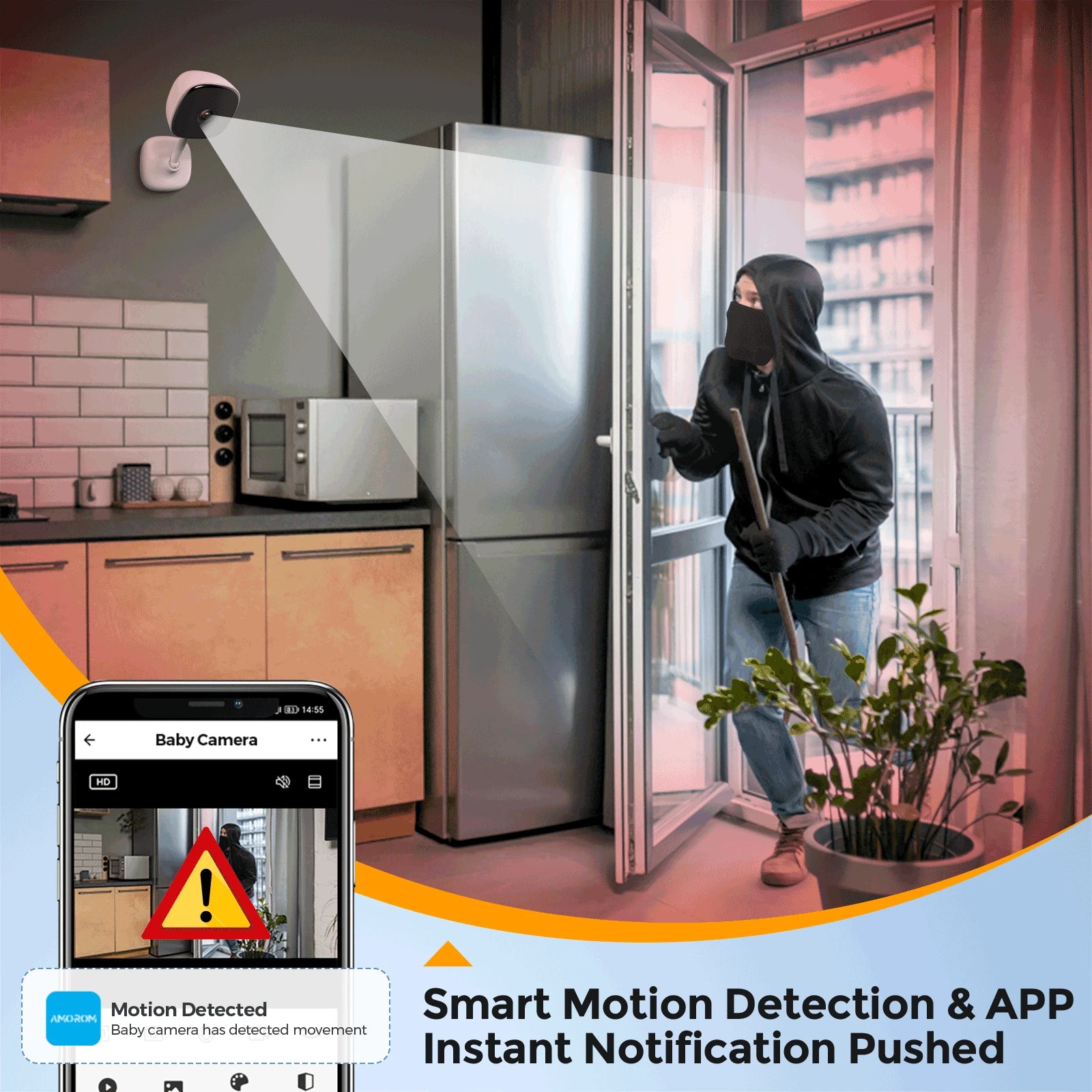 1080P HD WLAN IP Kamera mit Nachtsicht und KI-Erkennung