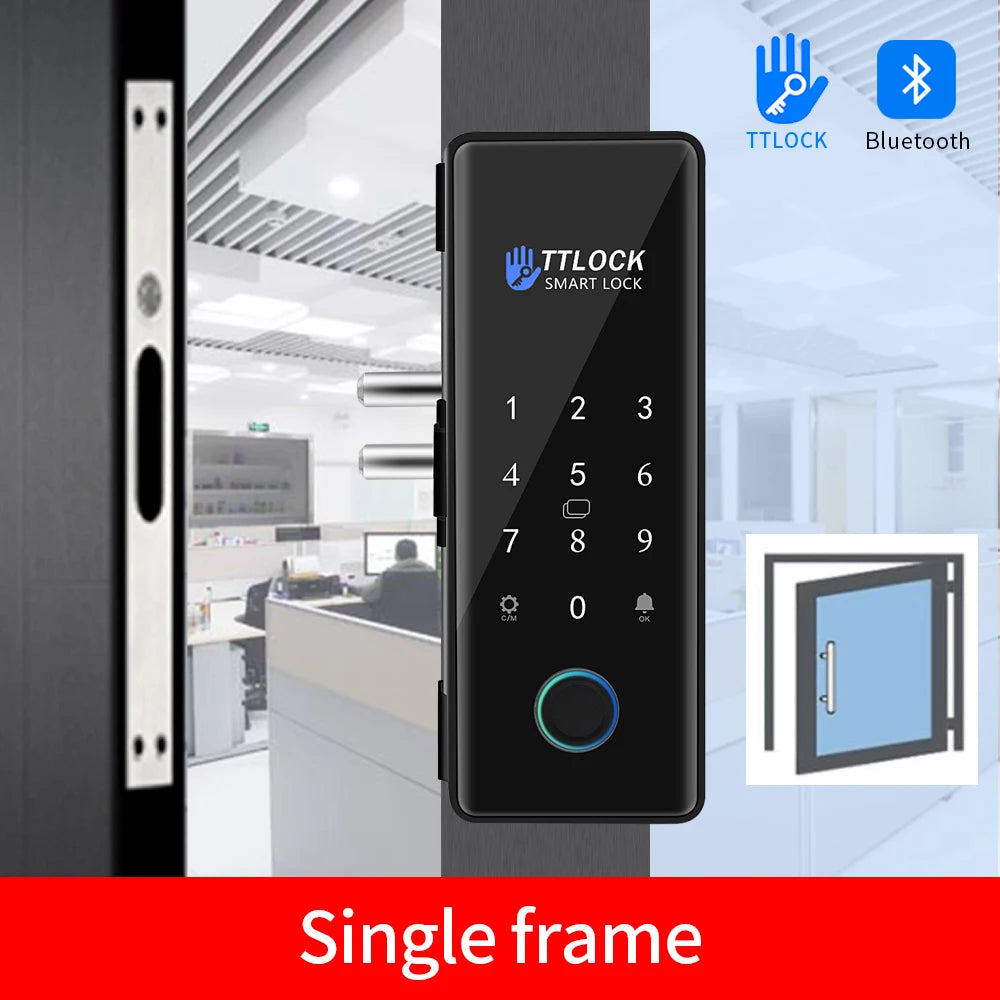 Smart glass door lock with TTLock app &amp; G2 gateway