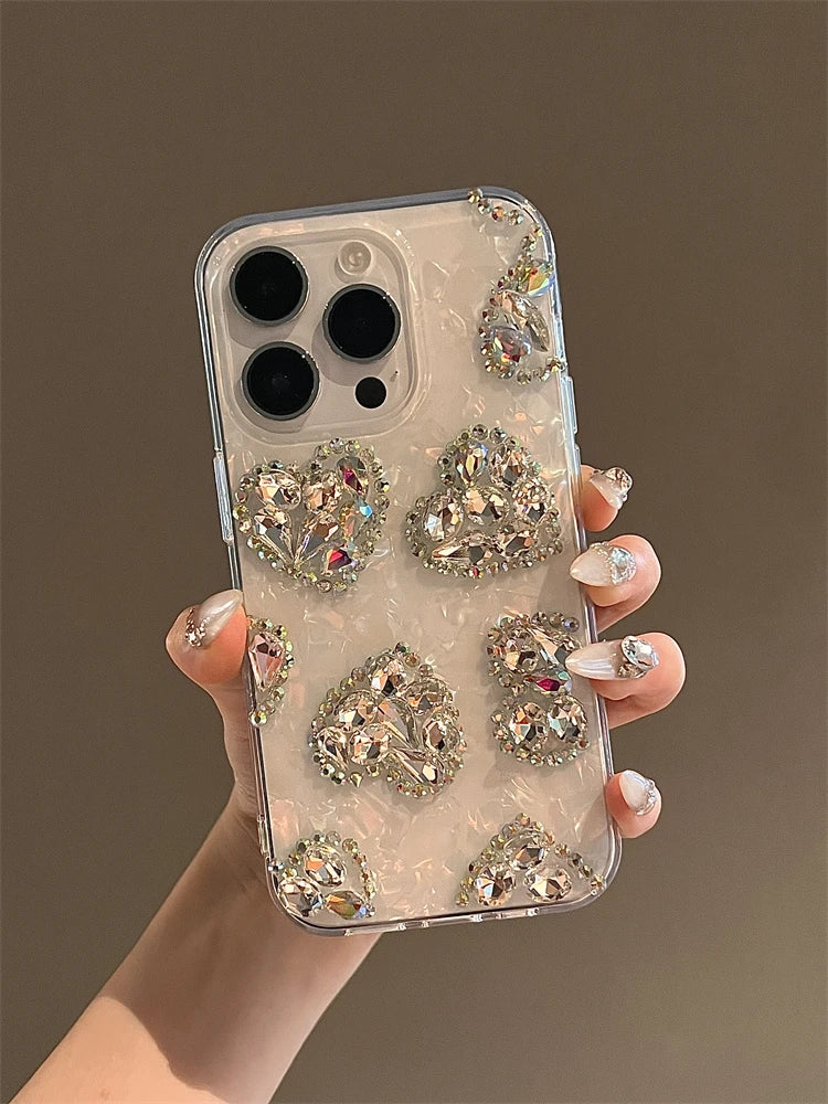 Glitter Heart Diamond Case for iPhone 17