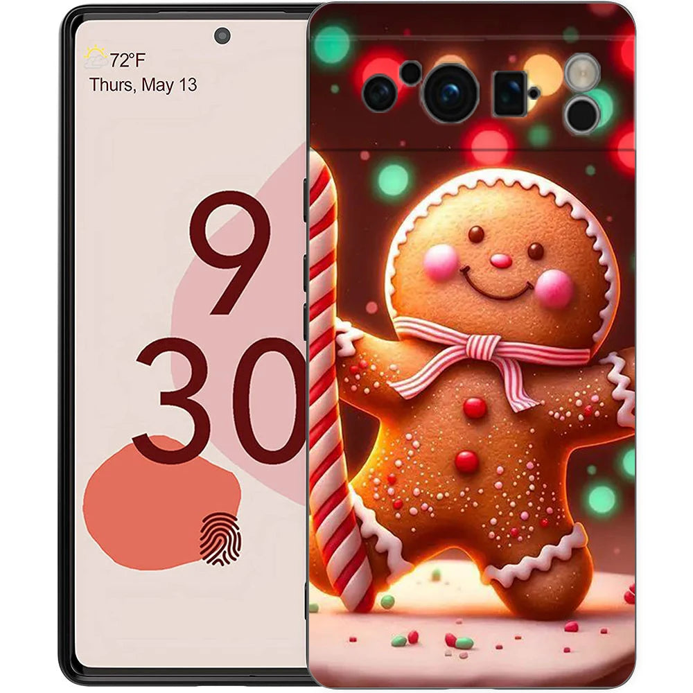 Pixel 9 8 Hülle Cartoon Silikon TPU Halbgewickelt Weihnachten Case