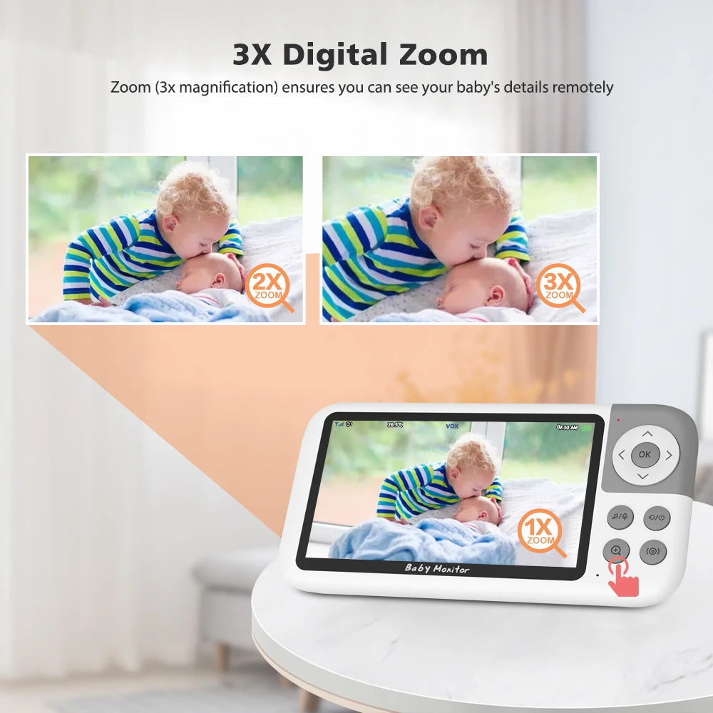 5'' Video Baby Monitor 720P mit Nachtsicht & Audio