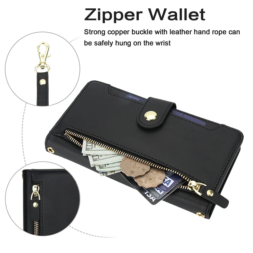 Crossbody Leder Brieftasche Hülle für Samsung