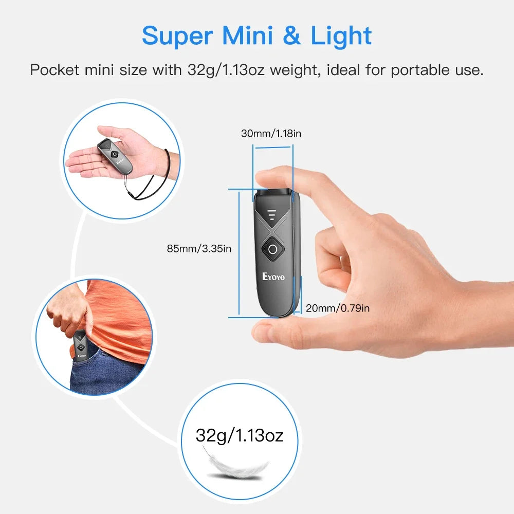 Kabelloser 1D 2D Barcode Scanner Bluetooth USB