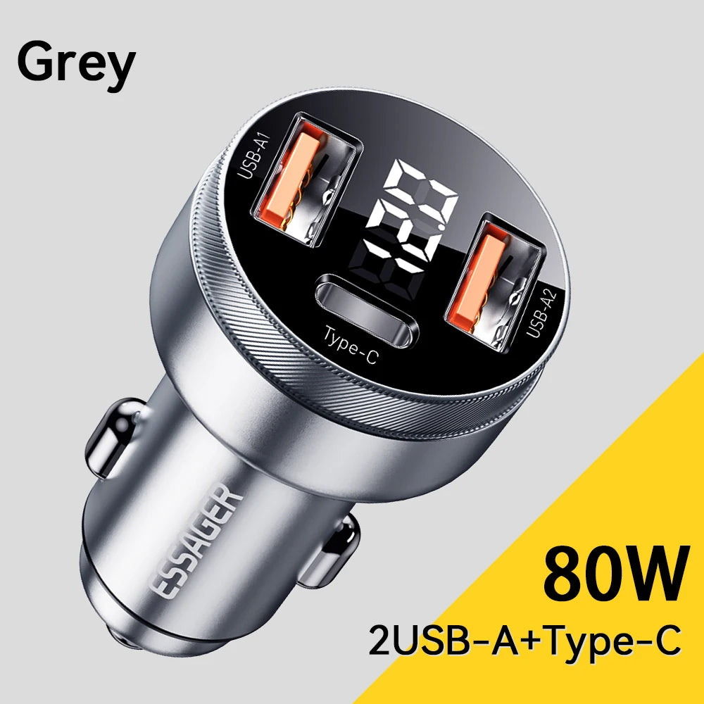 Essager 80W USB C Auto Ladegerät Schnellladung